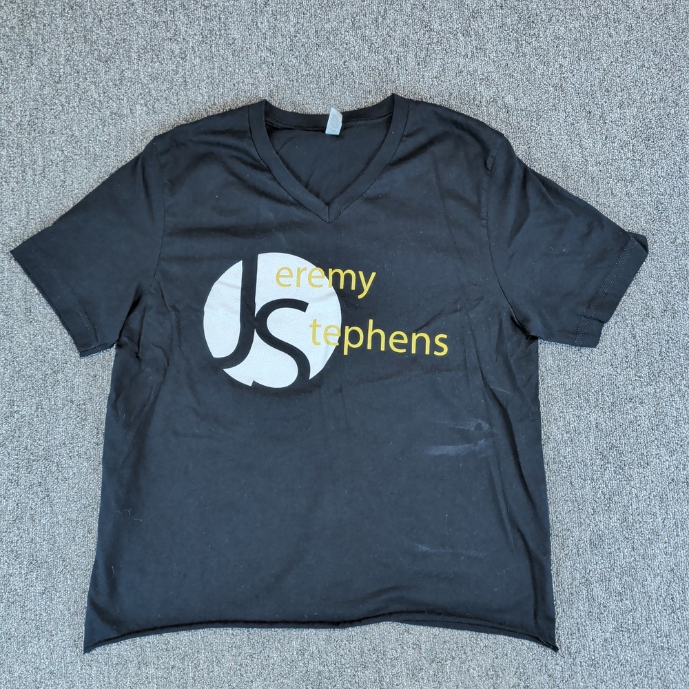 Bella Canvas Jeremy Stephens MMA Graphic Tee Women Large Black V-Neck‎ Cropped
